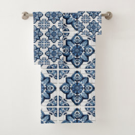 Mittelmeer-Fliesen, Portugal, Azulejo, Majolica Badhandtuch Set