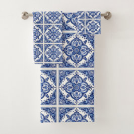 Mittelmeer-Fliesen, Portugal, Azulejo, Majolica Badhandtuch Set