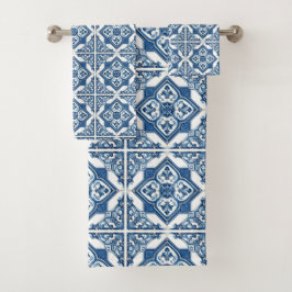 Mittelmeer-Fliesen, Portugal, Azulejo, Majolica Badhandtuch Set