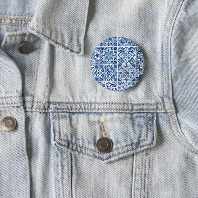 Mittelmeer-Fliesen, Portugal, Azulejo, Majolica Button (Beispiel)