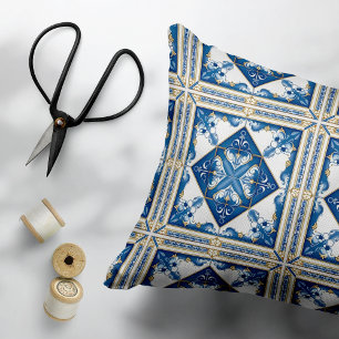 Mittelmeer-Fliesen, Portugal, Azulejo, Majolica Dekokissen