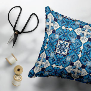 Mittelmeer-Fliesen, Portugal, Azulejo, Majolica Dekokissen