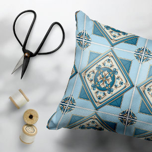 Mittelmeer-Fliesen, Portugal, Azulejo, Majolica Dekokissen