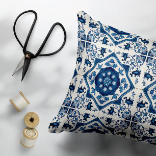 Mittelmeer-Fliesen, Portugal, Azulejo, Majolica Dekokissen