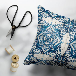 Mittelmeer-Fliesen, Portugal, Azulejo, Majolica Dekokissen
