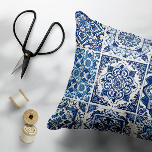 Mittelmeer-Fliesen, Portugal, Azulejo, Majolica Dekokissen