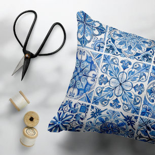 Mittelmeer-Fliesen, Portugal, Azulejo, Majolica Dekokissen