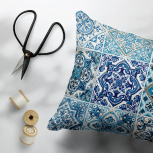 Mittelmeer-Fliesen, Portugal, Azulejo, Majolica Dekokissen