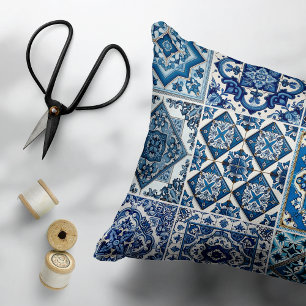 Mittelmeer-Fliesen, Portugal, Azulejo, Majolica Dekokissen