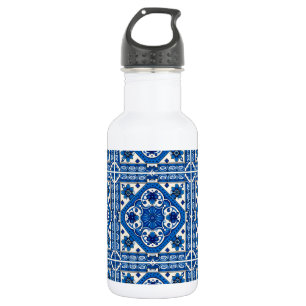 Mittelmeer-Fliesen, Portugal, Azulejo, Majolica Edelstahlflasche