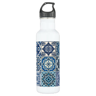 Mittelmeer-Fliesen, Portugal, Azulejo, Majolica Edelstahlflasche