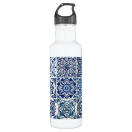 Mittelmeer-Fliesen, Portugal, Azulejo, Majolica Edelstahlflasche