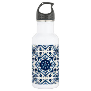 Mittelmeer-Fliesen, Portugal, Azulejo, Majolica Edelstahlflasche