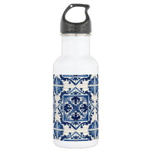 Mittelmeer-Fliesen, Portugal, Azulejo, Majolica Edelstahlflasche