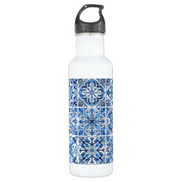 Mittelmeer-Fliesen, Portugal, Azulejo, Majolica Edelstahlflasche
