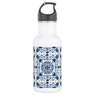 Mittelmeer-Fliesen, Portugal, Azulejo, Majolica Edelstahlflasche