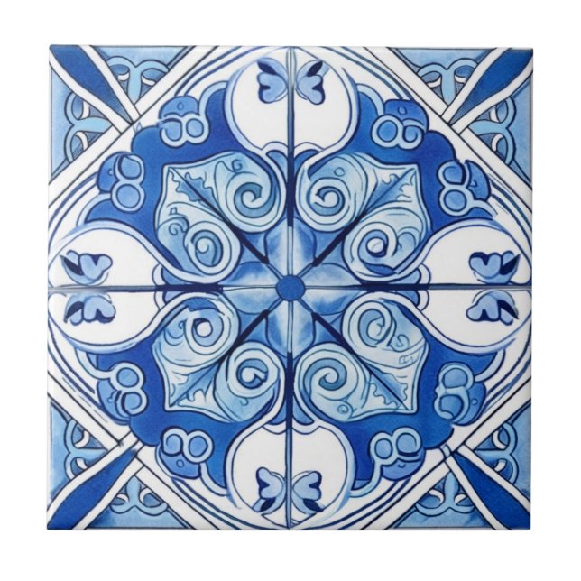 Mittelmeer-Fliesen, Portugal, Azulejo, Majolica Fliese (Vorderseite)