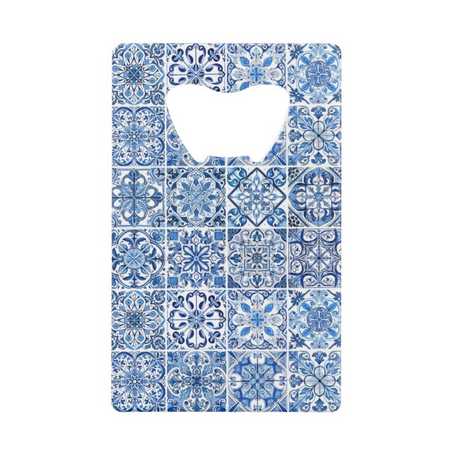 Mittelmeer-Fliesen, Portugal, Azulejo, Majolica Geldbeutel Flaschenöffner (Vorderseite)