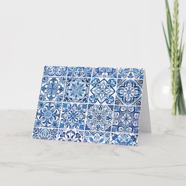 Mittelmeer-Fliesen, Portugal, Azulejo, Majolica Karte (Vorderseite)