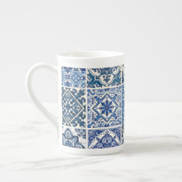 Mittelmeer-Fliesen, Portugal, Azulejo, Majolica Prozellantasse