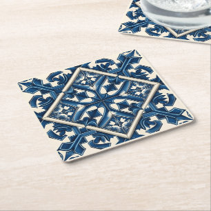 Mittelmeer-Fliesen, Portugal, Azulejo, Majolica Rechteckiger Pappuntersetzer