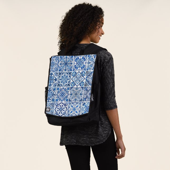 Mittelmeer-Fliesen, Portugal, Azulejo, Majolica Rucksack (Ausgewaschen)