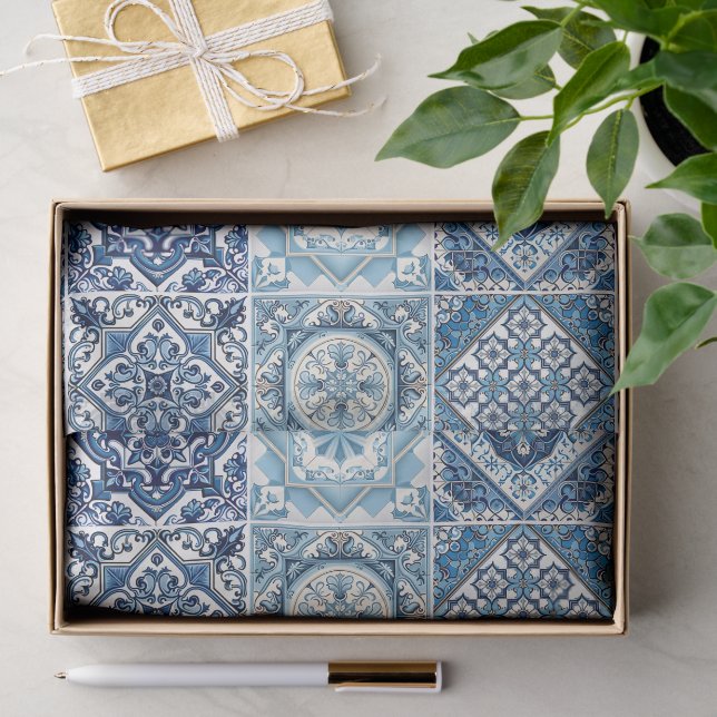 Mittelmeer-Fliesen, Portugal, Azulejo, Majolica Seidenpapier (Geschenk)