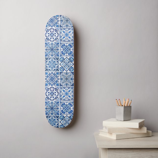 Mittelmeer-Fliesen, Portugal, Azulejo, Majolica Skateboard (Wandkunst)