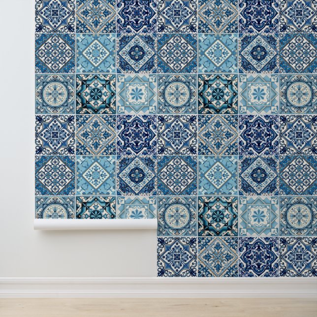 Mittelmeer-Fliesen, Portugal, Azulejo, Majolica Tapete (Anwendung)