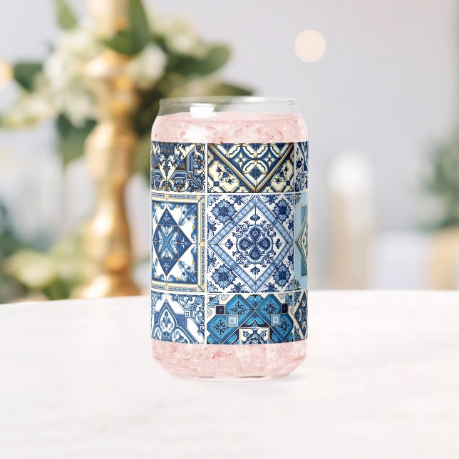 Mittelmeer-Fliesen, Portugiesisch, Azulejo, Majoli Dosenglas (Insitu (Hochzeit))