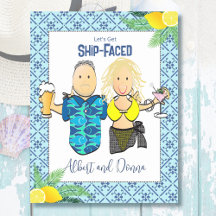 Mittelmeer Funny Couple Cartoon Cruise Door