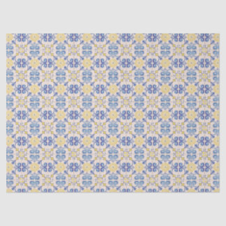 Mittelmeer-Gelb-Weiß-Blau-Fliesen Seidenpapier