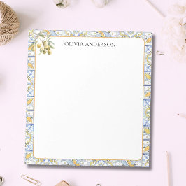 Mittelmeer Gelbe blaue Fliesenmuster Notizblock