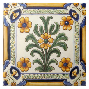 Mittelmeer Gelbe Landblume Blumenmuster Fliese