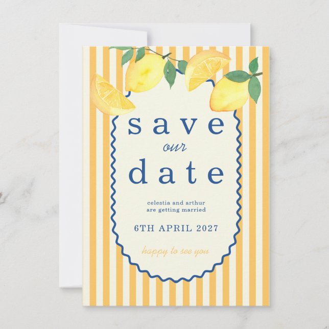 Mittelmeer-Hochzeit mit Zitrone - Save-the-Date Save The Date (Vorderseite)