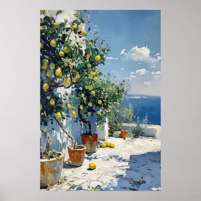Mittelmeer-Impressionismus mit Zitronen Poster (Vorne)