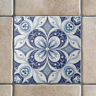 Mittelmeer-Inspiration Blue Bloom Geometrisch Fliese