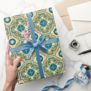 Mittelmeer Italien Blaue Fliesen Junggesellinnen-A Geschenkpapier