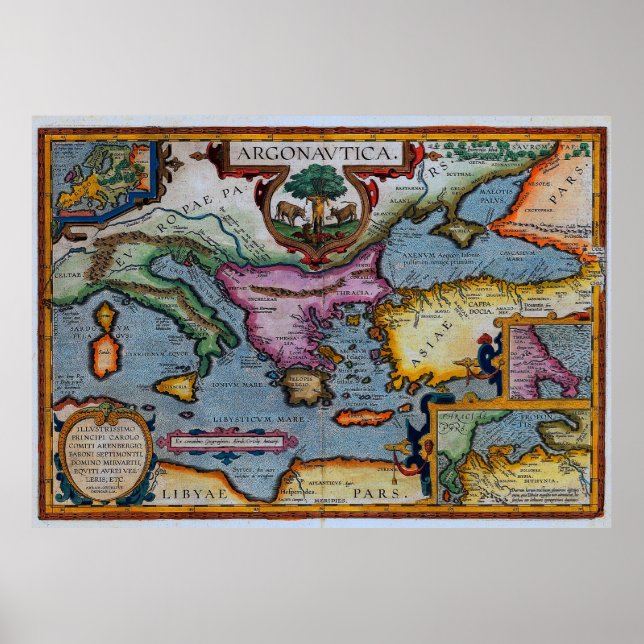 Mittelmeer Karte aus dem 17. Jahrhundert Poster (Vorne)