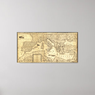 Mittelmeer-Karte durch Guillaume Sanson (1680) Leinwanddruck