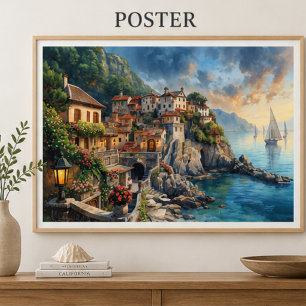Mittelmeer-Küstenortplakat Poster