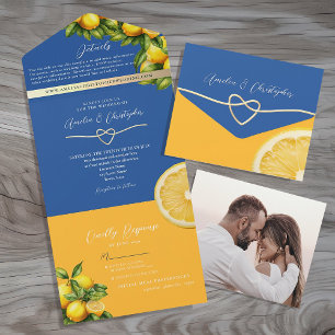 Mittelmeer-Lemon-Hochzeit All In One Einladung