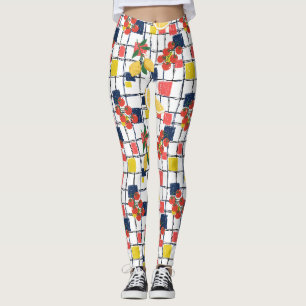 Mittelmeer-Lemons und Tomaten Karo Leggings