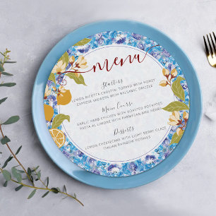 Mittelmeer-Limonie Amalfi-Küste Baby Shower Menükarte