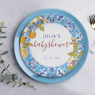 Mittelmeer-Limonie Amalfi-Küste Baby Shower Pappteller