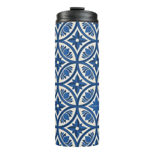 Mittelmeer Lotus Tile Muster - Der weiße Lotus Thermosbecher (Vorderseite)
