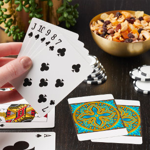 Mittelmeer-Marokkanisches Fliesenmuster Blau und G Spielkarten