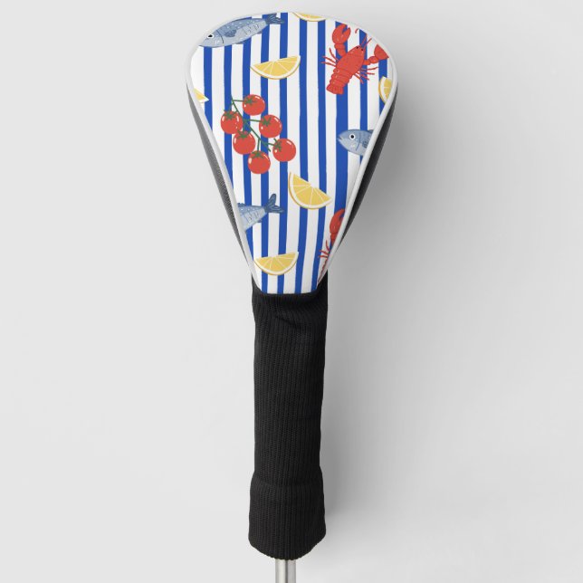 Mittelmeer-Meeresfrüchte-Markt-Muster (2) Golf Headcover (Vorderseite)