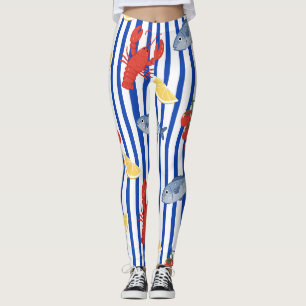 Mittelmeer-Meeresfrüchte-Markt-Muster (2) Leggings