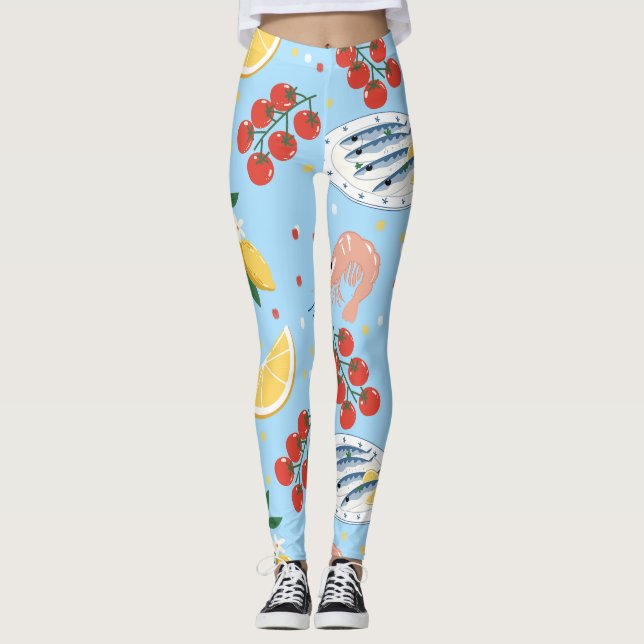 Mittelmeer-Meeresfrüchte-Markt-Muster (5) Leggings (Vorderseite)